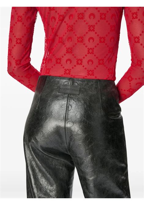 top collo alto moonogram mesh flock ls donna rosso MARINE SERRE | WTO388ACJER0005RD11